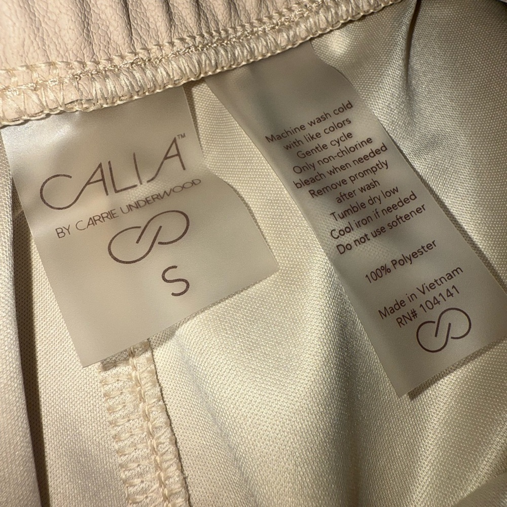 CALIA by Carrie Underwood Faux Leather Cream Athletic Jogger Pants Size Small - Picture 5 of 5